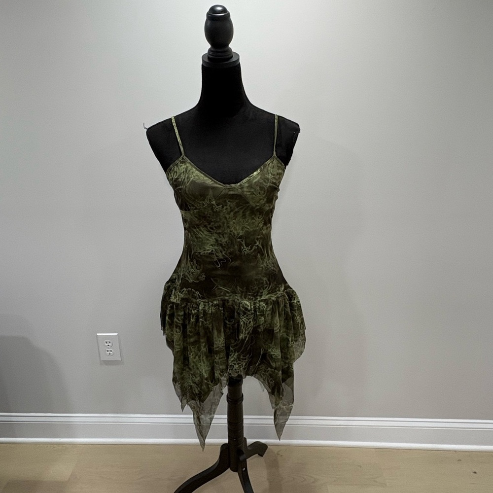 SHEIN Olive Green Spaghetti Strap Dress